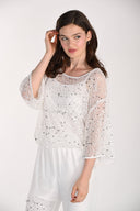 Frank Lyman Sequin Puff Sleeve Pullover & Cami Style 261116