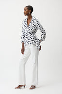 Joseph Ribkoff Dot Print Wrap Top With Sash Style 261118