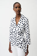 Joseph Ribkoff Dot Print Wrap Top With Sash Style 261118