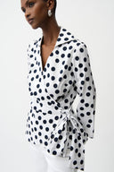 Joseph Ribkoff Dot Print Wrap Top With Sash Style 261118