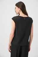 Joseph Ribkoff Woven Twill Boxy Top With Side Slits Style 261122