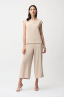 Joseph Ribkoff Woven Twill Boxy Top With Side Slits Style 261122