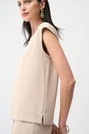Joseph Ribkoff Woven Twill Boxy Top With Side Slits Style 261122