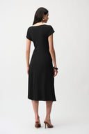 Joseph Ribkoff Silky Knit A Line Dress With Wrap Skirt Style 261146