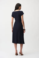 Joseph Ribkoff Silky Knit A Line Dress With Wrap Skirt Style 261146