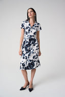 Joseph Ribkoff Floral Print Fit And Flare Shirt Dress Style 261147