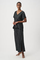 Joseph Ribkoff Pleated Satin Boxy Top With Silky Knit Back Style 261160