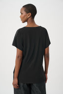Joseph Ribkoff Pleated Satin Boxy Top With Silky Knit Back Style 261160
