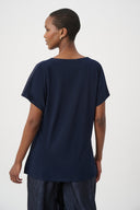 Joseph Ribkoff Pleated Satin Boxy Top With Silky Knit Back Style 261160