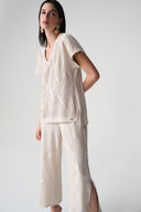 Joseph Ribkoff Pleated Satin Boxy Top With Silky Knit Back Style 261160