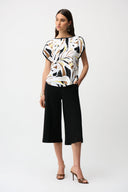 Joseph Ribkoff Recycled Woven Tropîcal Print Boxy Top Style 261162