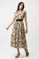 Joseph Ribkoff Seersucker Abstract Print Fit and Flare Dress Style 261163