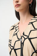 Joseph Ribkoff Seersucker Abstract Print Fit and Flare Dress Style 261163