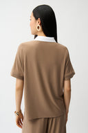 Joseph Ribkoff Silky Knit Boxy Top With Polo Collar Style 261164