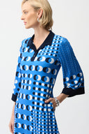 Joseph Ribkoff Dot Print Shirt Dress With Contract Collar & Cuffs Style 261179