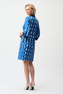 Joseph Ribkoff Dot Print Shirt Dress With Contract Collar & Cuffs Style 261179