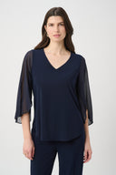 Joseph Ribkoff Straight Tunic With Chiffon Tulip Sleeves Style 261183