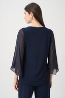 Joseph Ribkoff Straight Tunic With Chiffon Tulip Sleeves Style 261183
