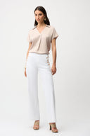 Joseph Ribkoff Satin Boxy Top With Shirt Collar Style 261191