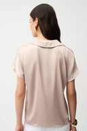 Joseph Ribkoff Satin Boxy Top With Shirt Collar Style 261191