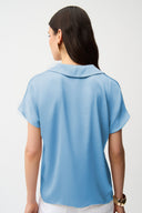 Joseph Ribkoff Satin Boxy Top With Shirt Collar Style 261191