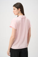 Joseph Ribkoff Satin Boxy Top With Shirt Collar Style 261191