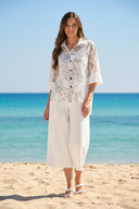 Frank Lyman Floral Sheer Buttoned Blouse Style 261194