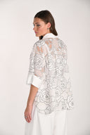 Frank Lyman Floral Sheer Buttoned Blouse Style 261194