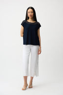 Joseph Ribkoff Straight Top With Guipure At Neckline Style 261200