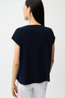 Joseph Ribkoff Straight Top With Guipure At Neckline Style 261200