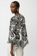 Joseph Ribkoff Georgette Tropical Print Boxy Top With Front Keyhole Style 261207