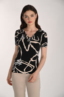 Frank Lyman Short Sleeve V-neck Floral Top Style 261228