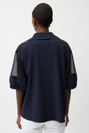 Joseph Ribkoff Poplin & Mesh Boxy Blouse Style 261234
