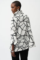 Joseph Ribkoff Seersucker Abstract Print Trapeze Jacket With Contrast Button Style 261239