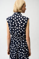 Joseph Ribkoff Dot Print Wrap Peplum Top With Gold Buttons Style 261250