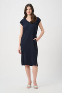 Joseph Ribkoff Pleated Straight Dress With Pockets Style 261252