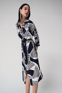 Joseph Ribkoff Geometric Print Shirt Dress With Sash Style 261257