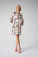Joseph Ribkoff Abstract Print Trapeze Dress With Gold Detail Style 261258