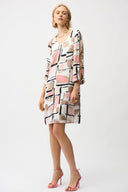 Joseph Ribkoff Abstract Print Trapeze Dress With Gold Detail Style 261258