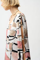 Joseph Ribkoff Abstract Print Trapeze Dress With Gold Detail Style 261258
