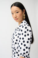 Joseph Ribkoff Dot Print A-Line Shirt Dress With Puff Sleeves Style 261262