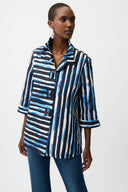 Joseph Ribkoff Stripe Trapeze Jacket With Shirred Collar Style 261267