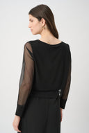 Joseph Ribkoff Top With Mesh Sleeves and Layered Lining Style 261278