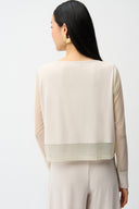 Joseph Ribkoff Top With Mesh Sleeves and Layered Lining Style 261278