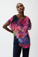 Joseph Ribkoff Floral Print Asymmetrical Layered Top Style 261281