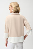 Joseph Ribkoff Color Block Boxy Top With Shirt Collar Style 261282