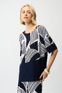 Joseph Ribkoff Geometric Print Asymmetrical Cocoon Top Style 261283