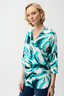 Joseph Ribkoff Casual Abstract Print V-neck Top Style 261284