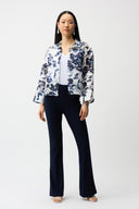 Joseph Ribkoff Floral Print Trapeze Jacket With Stand Collar Style 261291