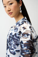 Joseph Ribkoff Floral Print Trapeze Jacket With Stand Collar Style 261291